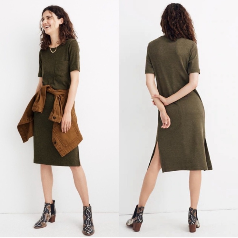 Madewell Ribbed Pocket Tee Midi Dress